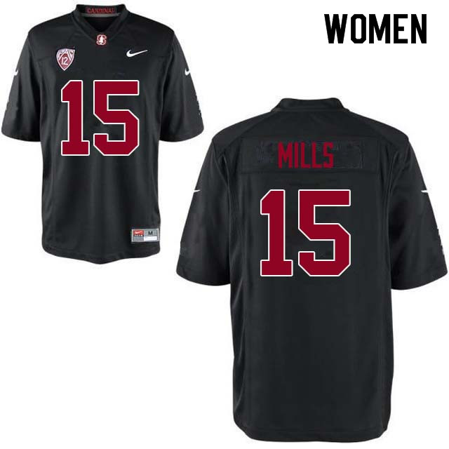 Women Stanford Cardinal #15 David Mills College Football Jerseys Sale-Black - Click Image to Close